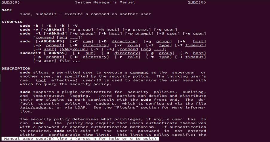 manual command in Linux