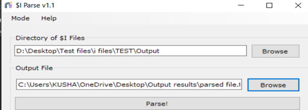 $iparse output