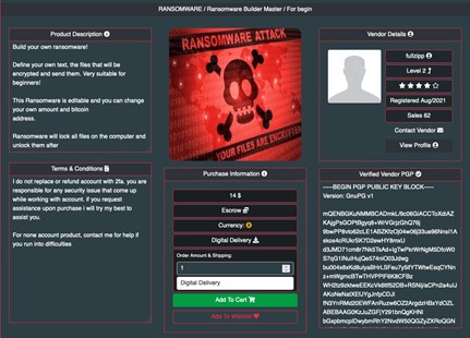 ransomware advertisement on dark web