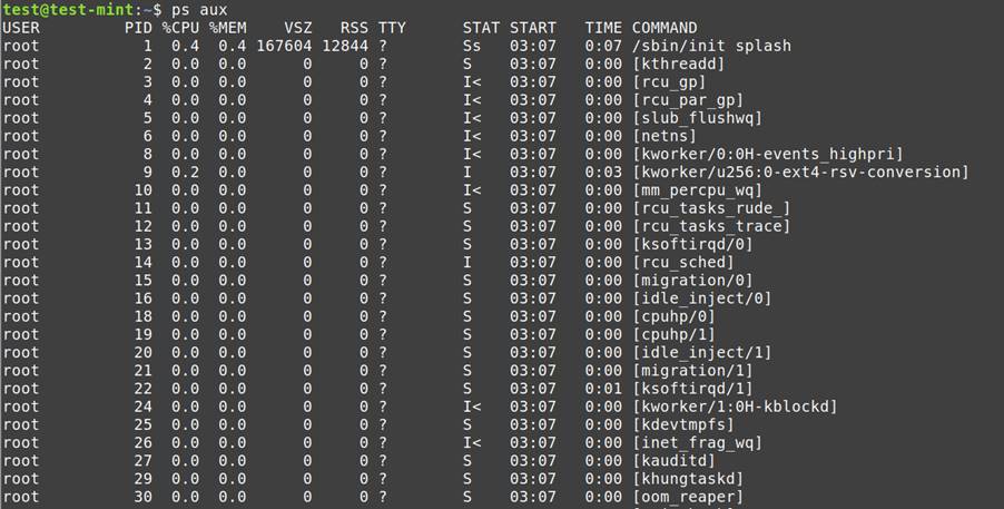 running processes