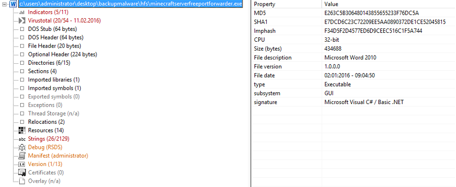 diving into PeStudio to see what's going on with malware sample