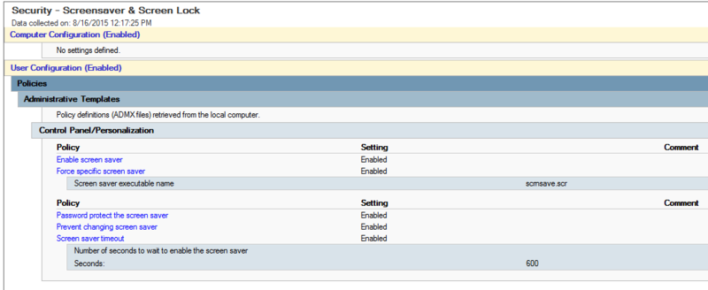 GPO to configure screen locks on systems to limit access to unattended workstations