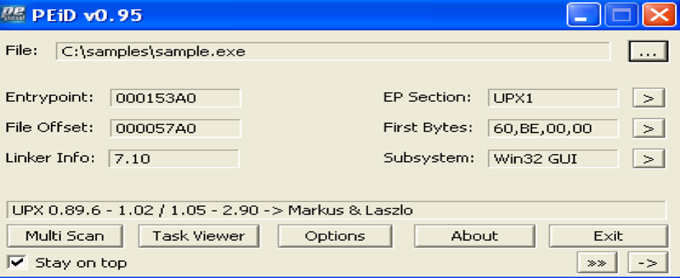reverse engineering malware - PeID