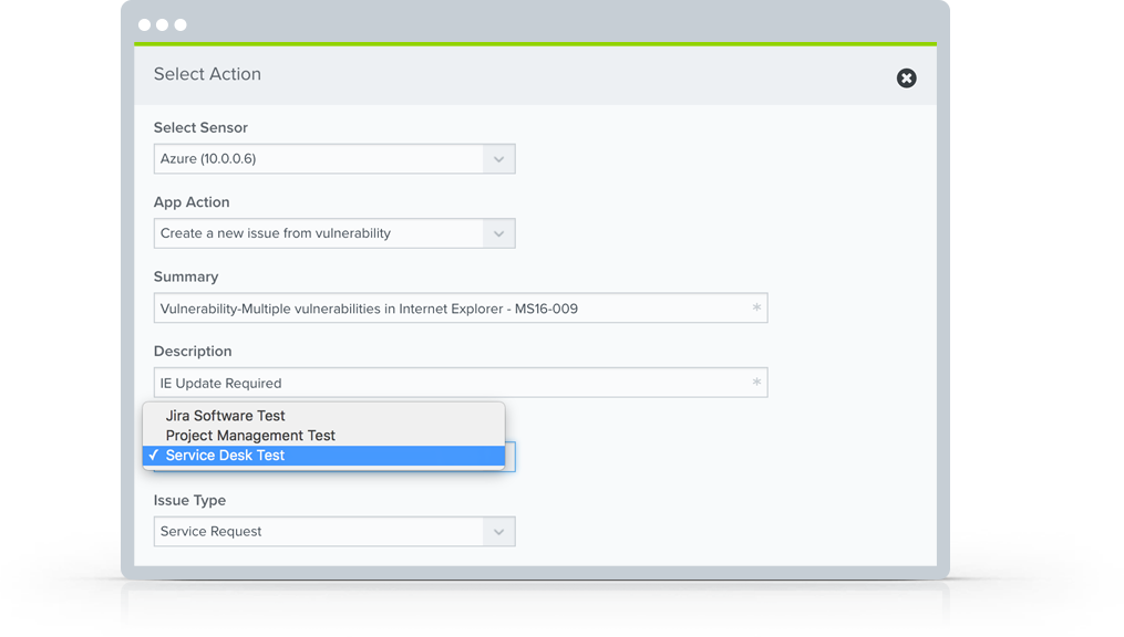 Open a new Jira issue to respond to a security threat in AlienVault USM