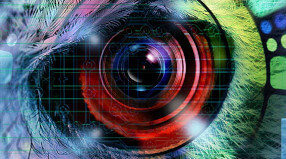 Digital eye concept representing cybersecurity technology.