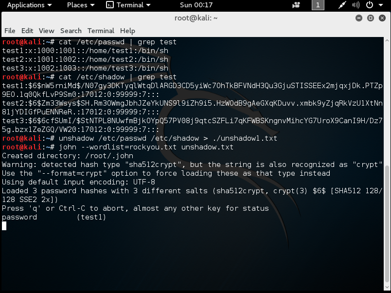 use john the ripper kali