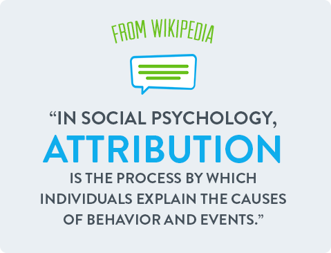 In social psychology, attribution is the process by which individuals explain the causes.